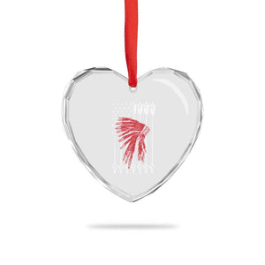 Native American Teepee American Flag Heart Crystal Glass Ornament
