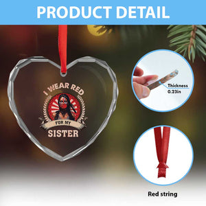 Native American Women Heart Crystal Glass Ornament I Wear Red For My Sister Stop MMIW Hand