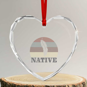 Native Indian American Pride Indigenous Native American Heart Crystal Glass Ornament