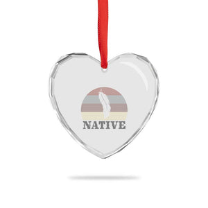 Native Indian American Pride Indigenous Native American Heart Crystal Glass Ornament