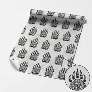 Native Inspired Alaska Grizzly Bear Wrapping Paper Roll Pacific Northwest Pride
