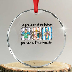 Nativity Scene Christian Christmas Crystal Glass Ornament Feliz Navidad TS14 Transparent Glass 3'' Circle Print Your Wear