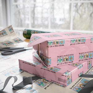 Nativity Scene Christian Christmas Wrapping Paper Roll Feliz Navidad TS14 Light Pink Print Your Wear