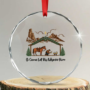 Nativity Scene Christmas Crystal Glass Ornament Cowboy Bible Scripture Verse Western TS14 Transparent Glass 3'' Circle Print Your Wear