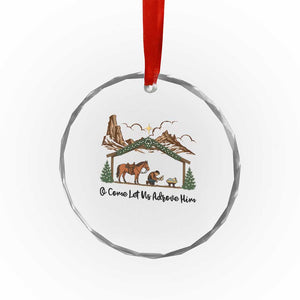 Nativity Scene Christmas Crystal Glass Ornament Cowboy Bible Scripture Verse Western TS14 Print Your Wear
