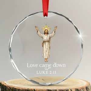 Nativity Scene Christmas Crystal Glass Ornament Love Came Down Jesus Christian TS14 Transparent Glass 3'' Circle Print Your Wear