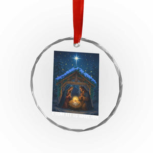 Nativity Scene Christmas Crystal Glass Ornament O Come Let Us Adrove Him TS14 Print Your Wear