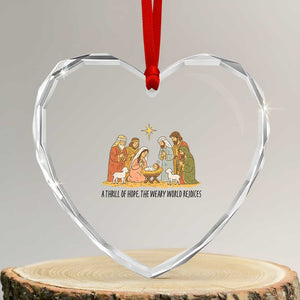 Nativity Scene Christmas Heart Crystal Glass Ornament Baby Jesus Christian Faith TS14 Transparent Glass 3'' Heart Print Your Wear