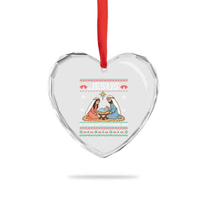 Nativity Scene Christmas Heart Crystal Glass Ornament Baby Jesus Christian Xmas TS14 Print Your Wear