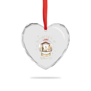 Nativity Scene Christmas Heart Crystal Glass Ornament The Greatest Gift of All Christian Coquette Bow Matthew 1:21 TS10 Print Your Wear