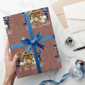 Nativity Scene Wrapping Paper Roll Christian Christmas Jesus Joy To The World TS10 Mocha Print Your Wear
