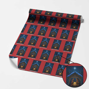 Nativity Scene Xmas Wrapping Paper Roll O Come Let Us Adrove Him TS14 Red Print Your Wear