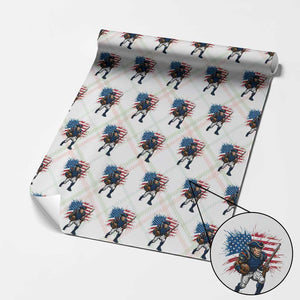 NE Football Fan Supporter Wrapping Paper Roll American Flag Pride Gift TS12 Christmas Plaid Print Your Wear