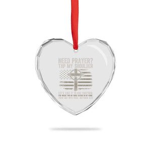 Need Prayer Tap My Shoulder Christian Patriotic Heart Crystal Glass Ornament American Flag Cross Crown of Thorns Matthew 18:20 TS02 Print Your Wear