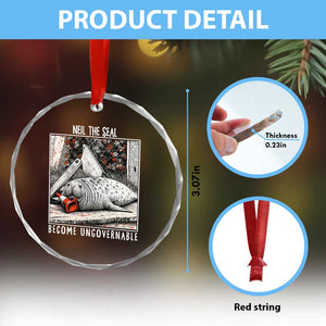 Neil The Seal Become Ungovernable Crystal Glass Ornament Vintage Elephant Seal Animal Meme TS14 Print Your Wear