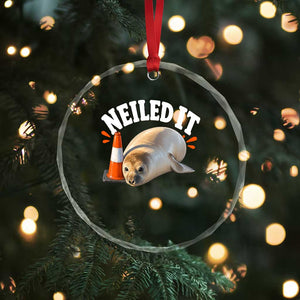 Neil The Seal Nailed It Crystal Glass Ornament Funny Tasmania Elephant Seal Traffic Cone Meme Art TS11 Print Your Wear