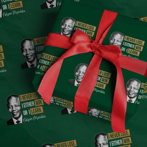 Nelson Mandela Quote Wrapping Paper Roll I Never Lose I Either Win Or I Learn TS11 Green Print Your Wear
