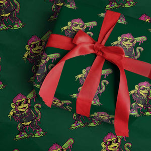 Neon Dripping Monkey Baseball Graphic Wrapping Paper Roll Ball Party Game Day Vibes TS02 Green Print Your Wear