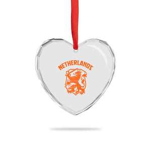 Netherlands Dutch Republic Lion Vintage Holland Crest Heart Crystal Glass Ornament