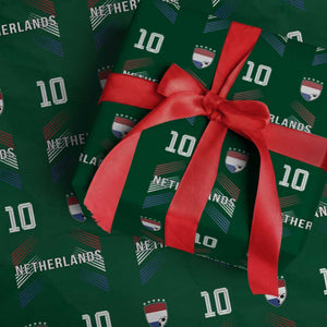 Netherlands Soccer Sports Graphic Number 10 Jersey Style Wrapping Paper Roll Proud Nederlands Holland Football Fans Game Day Pride TS02 Green Print Your Wear