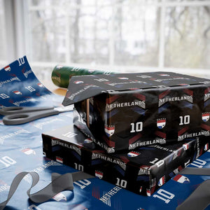 Netherlands Soccer Sports Graphic Number 10 Jersey Style Wrapping Paper Roll Proud Nederlands Holland Football Fans Game Day Pride TS02 Black Print Your Wear