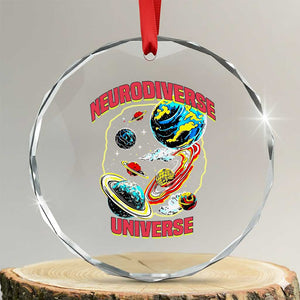 Neurodiverse Universe Crystal Glass Ornament Neurodiversity Embrace ADHD Autism ASD TS02 Transparent Glass 3'' Circle Print Your Wear