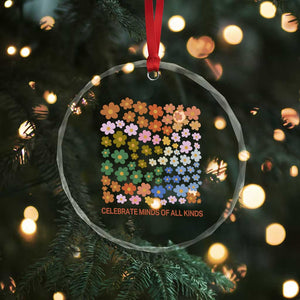 Neurodiversity Boho Floral Crystal Glass Ornament Celebrate Minds of All Kinds Autism ADHD ASD TS02 Print Your Wear