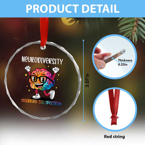 Neurodiversity Brain Crystal Glass Ornament Celebrate The Spectrum Autism Acceptance ASD ADHD TS02 Print Your Wear