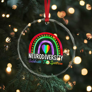 Neurodiversity Crystal Glass Ornament Autism Spectrum ASD ADHD Rainbow Boho TS02 Print Your Wear