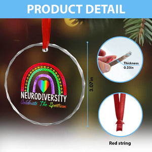 Neurodiversity Crystal Glass Ornament Autism Spectrum ASD ADHD Rainbow Boho TS02 Print Your Wear