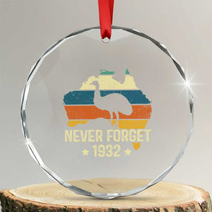 Never Forget 1932 Emu War Crystal Glass Ornament Funny Emu Lover Zookeeper TS10 Transparent Glass 3'' Circle Print Your Wear