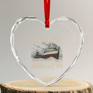 Never Forget Edmund Fitzgerald Tribute Heart Crystal Glass Ornament November 10 1975 Shipwreck Memorial TS02 Transparent Glass 3'' Heart Print Your Wear