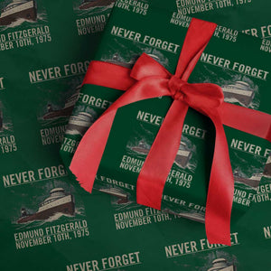Never Forget Edmund Fitzgerald Tribute Wrapping Paper Roll November 10 1975 Shipwreck Memorial TS02 Green Print Your Wear