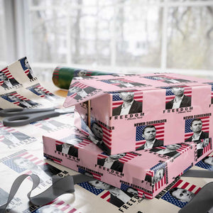 Never Surrender Freedom Wrapping Paper Roll Patriotic Charlie Kirk Tribute American Flag TS02 Light Pink Print Your Wear