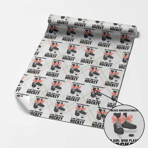 Never Underestimate A Girl Hockey Player Gift Idea Wrapping Paper Roll TS12 Christmas Plaid Print Your Wear