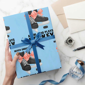 Never Underestimate A Girl Hockey Player Gift Idea Wrapping Paper Roll TS12 Light Blue Print Your Wear