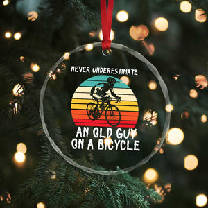 Never Underestimate An Old Guy On A Bicycle Crystal Glass Ornament Cycling Lover Gift