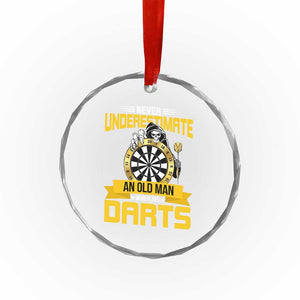 Never Underestimate An Old Man Plays Darts Crystal Glass Ornament Funny Dartist Grim Reaper Gift TS12 Print Your Wear