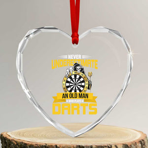 Never Underestimate An Old Man Plays Darts Heart Crystal Glass Ornament Funny Dartist Grim Reaper Gift TS12 Transparent Glass 3'' Heart Print Your Wear