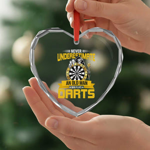 Never Underestimate An Old Man Plays Darts Heart Crystal Glass Ornament Funny Dartist Grim Reaper Gift TS12 Print Your Wear