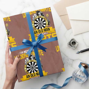 Never Underestimate An Old Man Plays Darts Wrapping Paper Roll Funny Dartist Grim Reaper Gift TS12 Mocha Print Your Wear