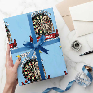 Never Underestimate An Old Man Plays Darts Wrapping Paper Roll Gothic Darts Player TS12 Light Blue Print Your Wear
