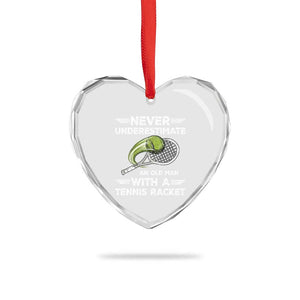 Never Underestimate An Old Man With A Tennis Racket Heart Crystal Glass Ornament Funny Tennis Fan TS12 Print Your Wear
