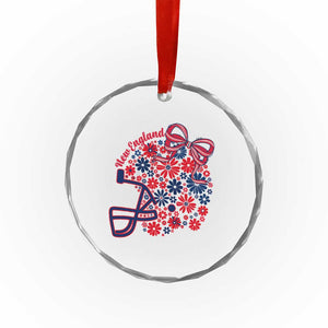 New England Game Day Sports Fan Crystal Glass Ornament Floral Football Helmet With Bow