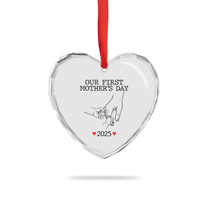 New Mom of Twins Est. 2025 Heart Crystal Glass Ornament First Mothers Day Matching Gift Light TS02 Print Your Wear