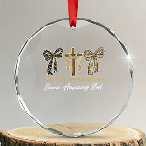 New Year New Beginnings Same Amazing God Crystal Glass Ornament Christian New Years Eve TS11 Transparent Glass 3'' Circle Print Your Wear