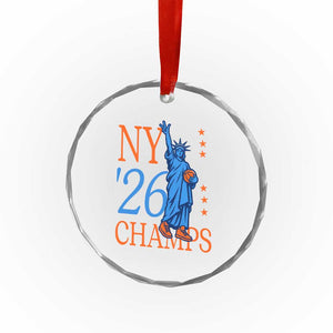 New York 2026 Pride Statue of Liberty Holding Basketball Graphic Crystal Glass Ornament Retro NY 26 Champs Sports Fans