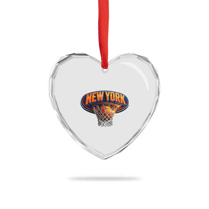 New York Game Day Gift Hoops Lover Heart Crystal Glass Ornament