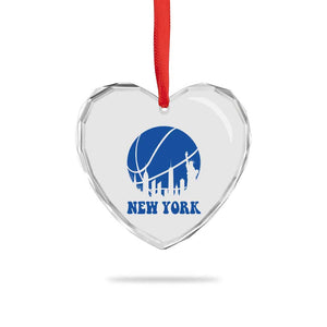 New York Skyline Heart Crystal Glass Ornament Proud Game Day Sports Fan Gift