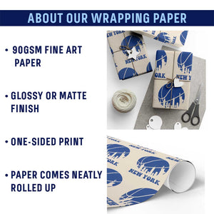 New York Skyline Wrapping Paper Roll Proud Game Day Sports Fan Gift